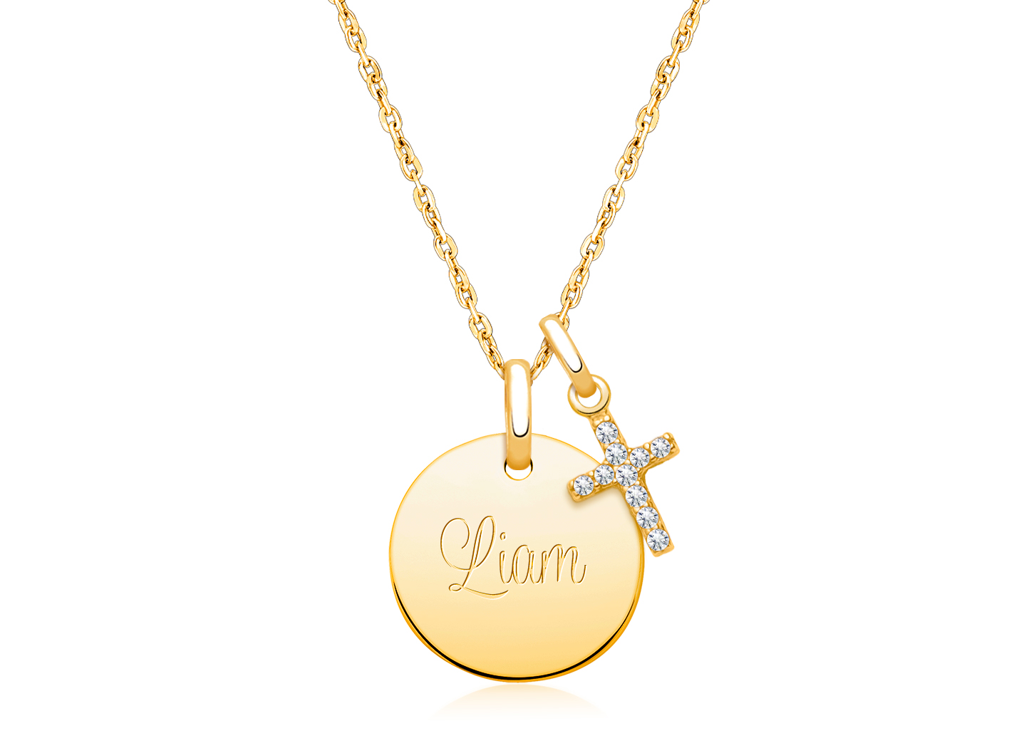 Enlarged to Show Detail<br />Shown with <u>Upgraded</u> Cross Charm