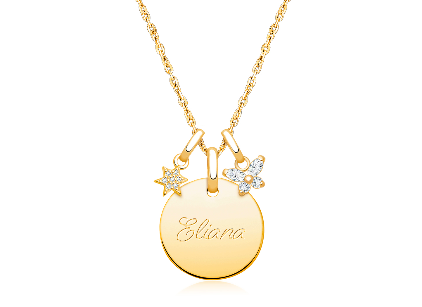 Enlarged to Show Detail<br />Shown with <u>Optional</u> Star and Butterfly Charms