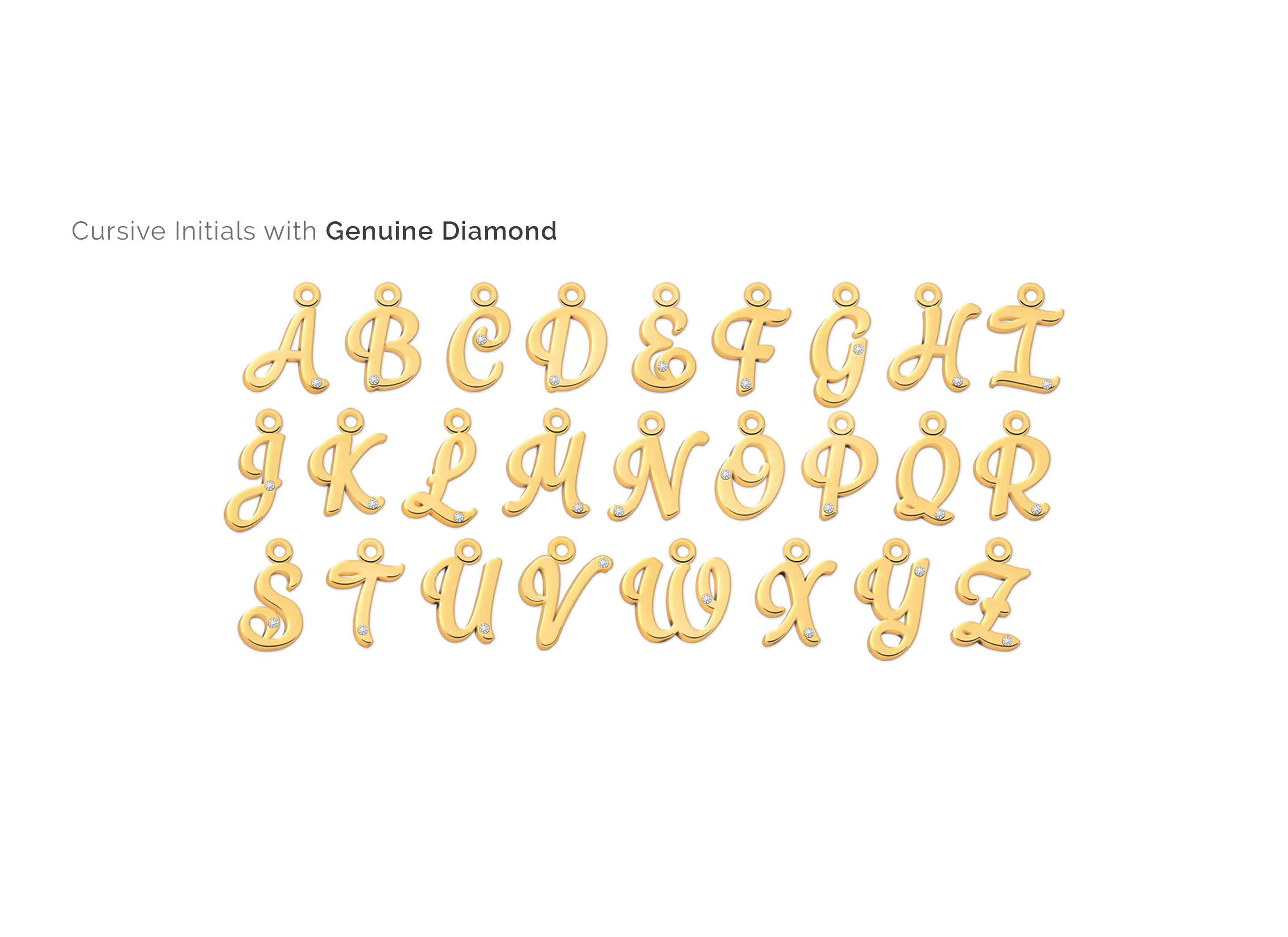 Cursive Initials with Genuine Diamond