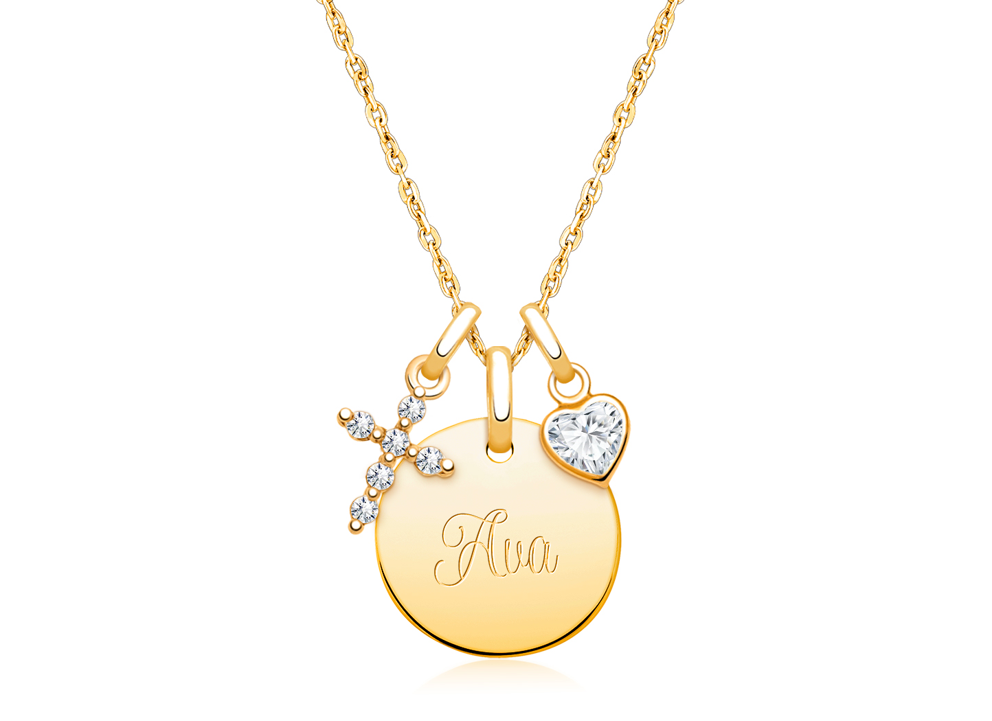 Enlarged to Show Detail<br />Shown with <u>Upgraded</u> Cross - Heart Charm <u>NOT</u> Included<br/>( add the charms your child would love )
