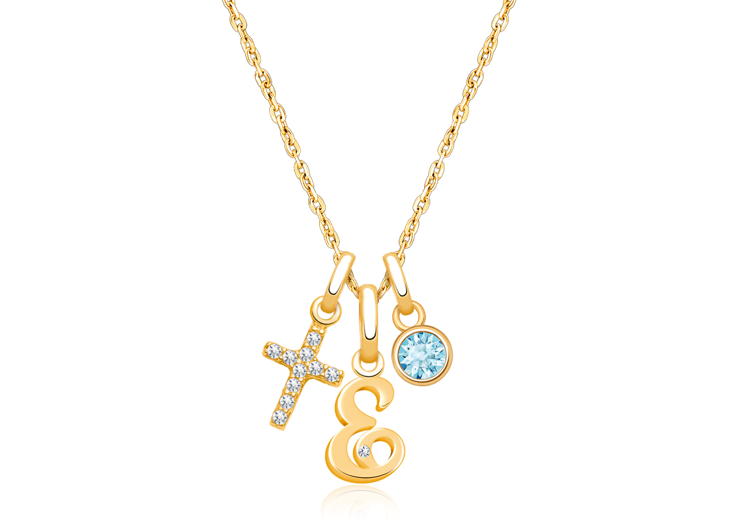Enlarged to Show Detail<br />March Birthstone Charm & Cross Charm <u>NOT</u> Included<br />( add the charms your child would love )