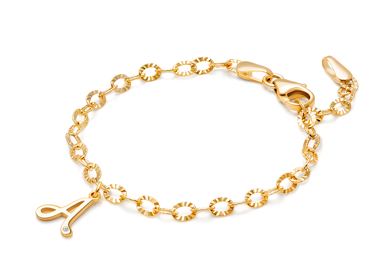 Enlarged to Show Detail<br />Example Shown with <u>Included</u> Diamond Initial Charm