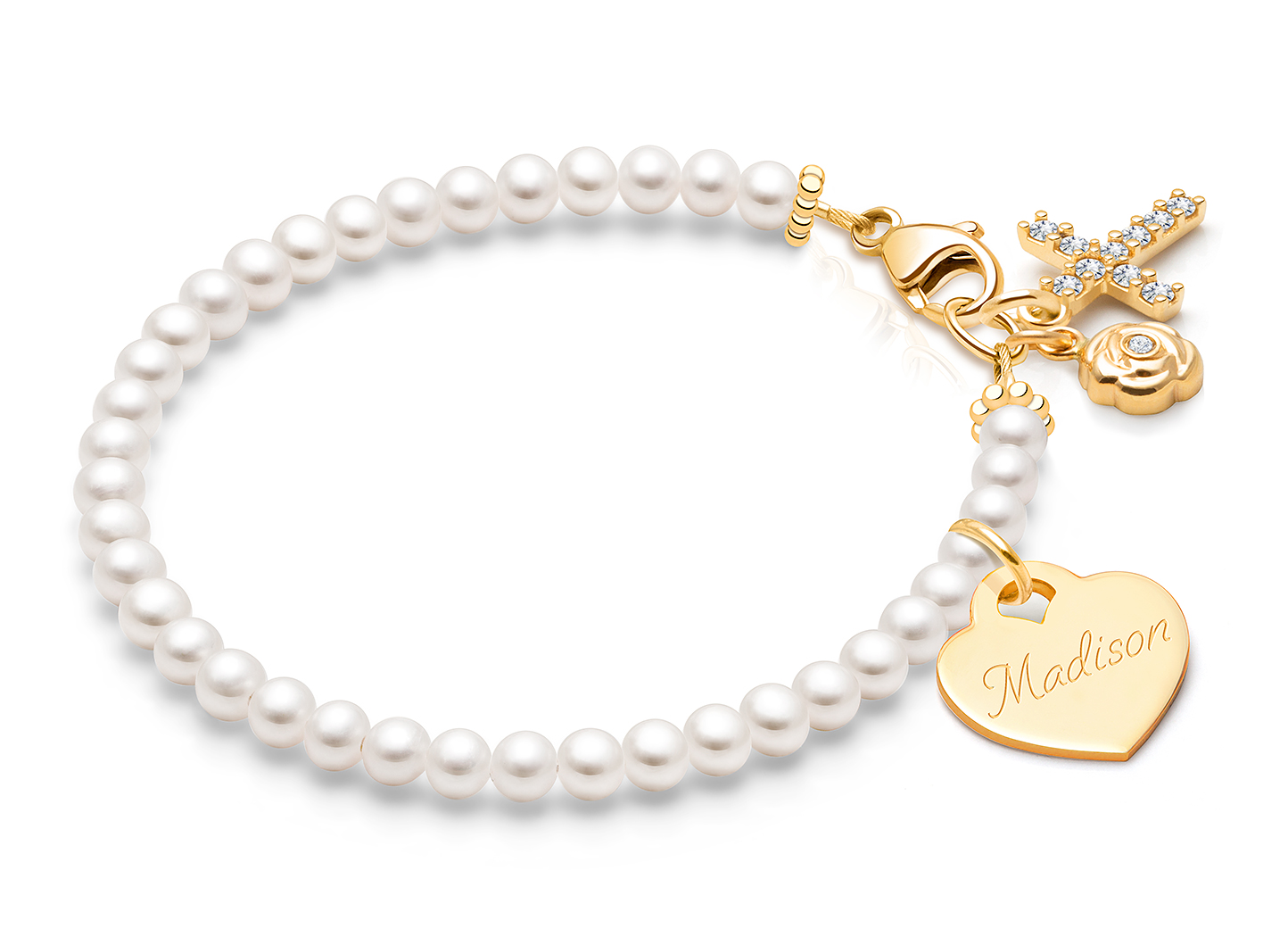Shown with <u>Upgraded</u> Cross - Rose Charm <u>NOT</u> Included<br />( add the charms your child would love )