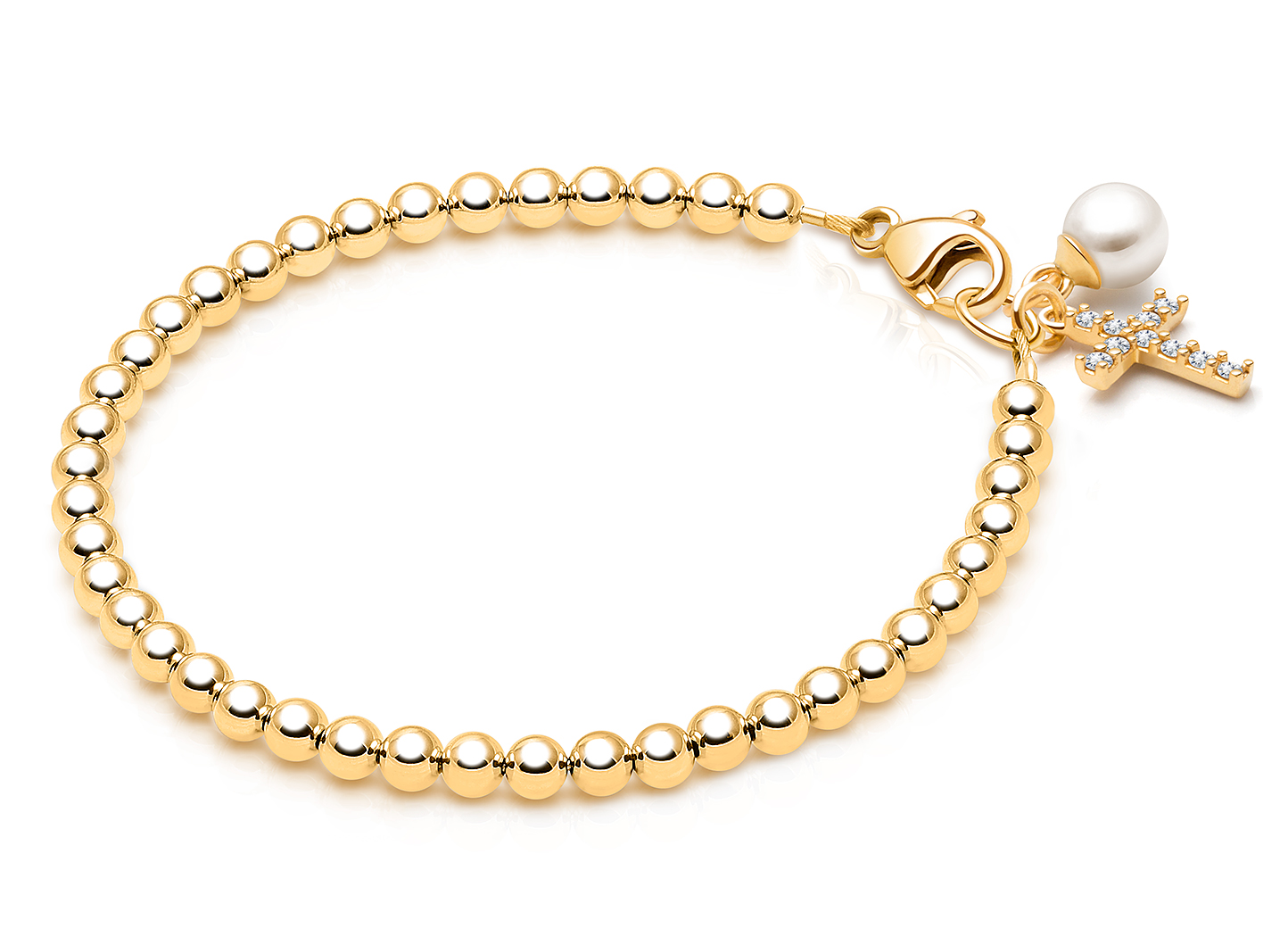 Shown with <u>Upgraded</u> Cross - Pearl Charm <u>NOT</u> Included<br />( add the charms your child would love )