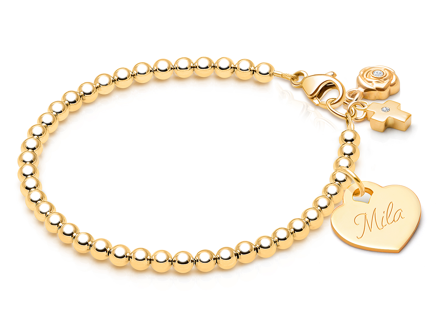 Shown with <u>Upgraded</u> Cross - Flower Charm <u>NOT</u> Included<br />( add the charms your child would love )