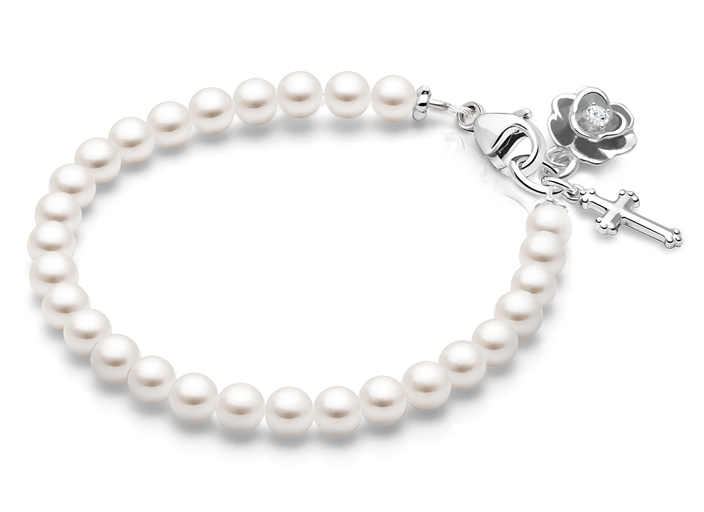 Shown with <u>Upgraded</u> Cross - Rose Charm <u>NOT</u> Included<br />( add the charms your child would love )