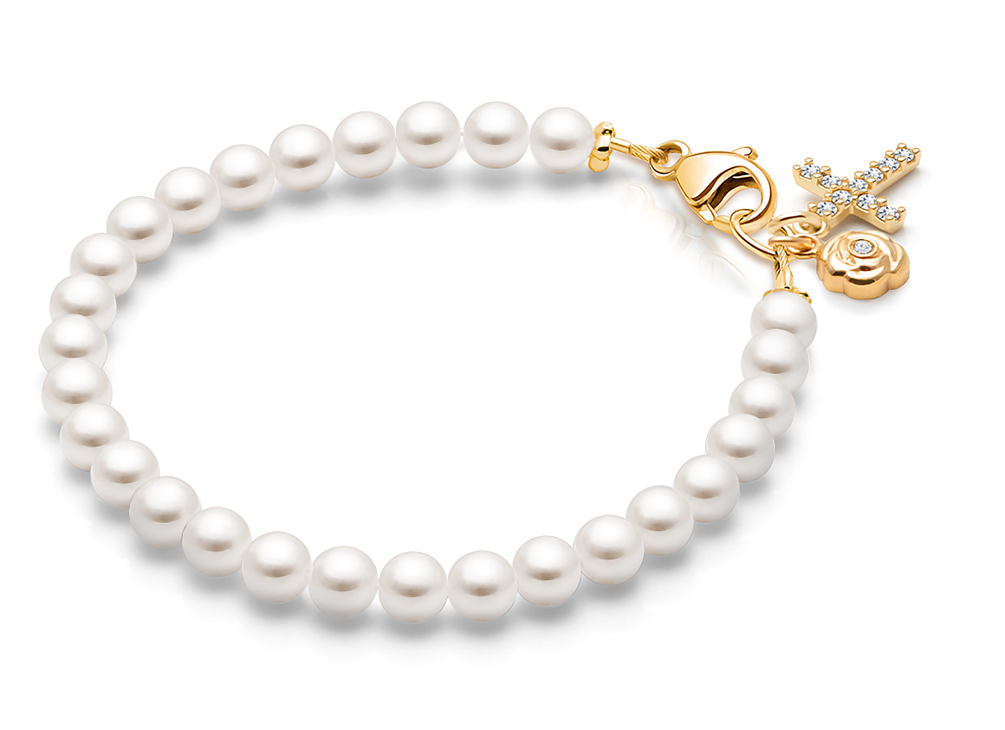 Shown with <u>Upgraded</u> Cross - Rose Charm <u>NOT</u> Included<br />( add the charms your child would love )