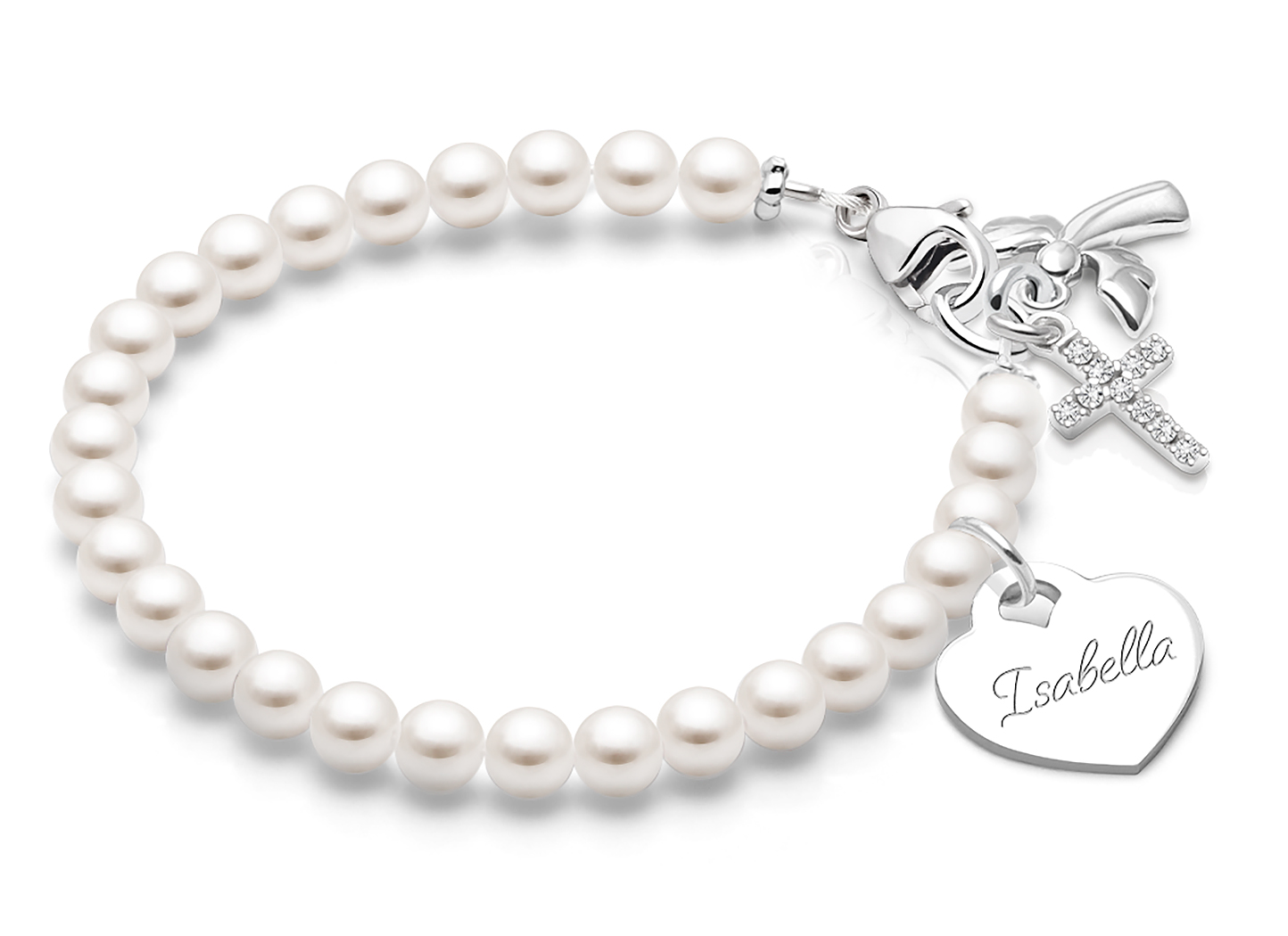 Shown with <u>Upgraded</u> Cross - Angel Charm <u>NOT</u> Included<br />( add the charms your child would love )