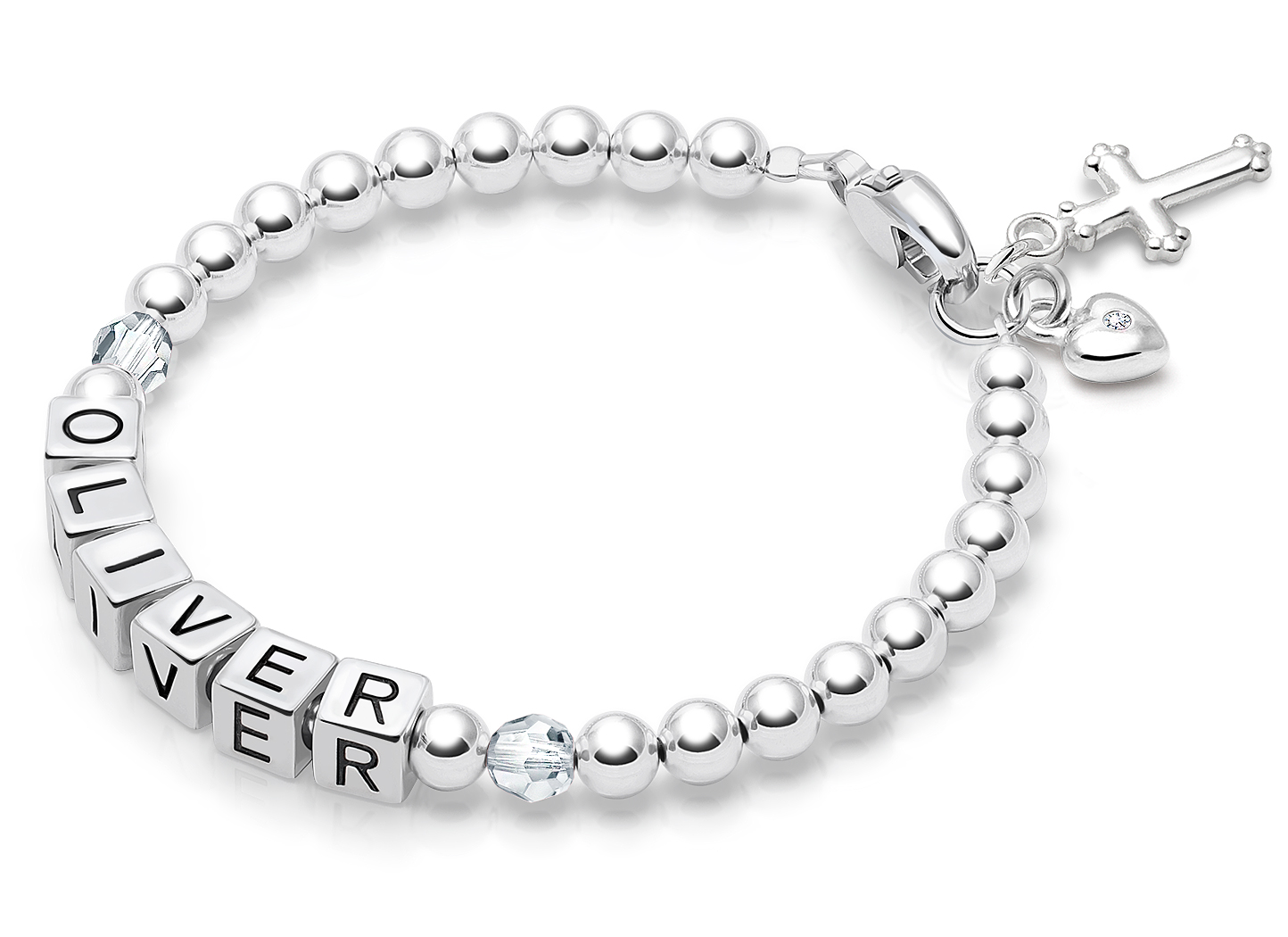 Enlarged to Show Detail<br />Shown with <u>Upgraded</u> Cross - Heart Charm <u>NOT</u> Included<br />( add the charms your child would love )
