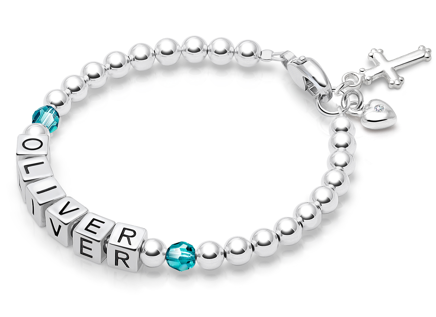 Enlarged to Show Detail<br />Shown with <u>Upgraded</u> Cross - Heart Charm <u>NOT</u> Included<br />( add the charms your child would love )