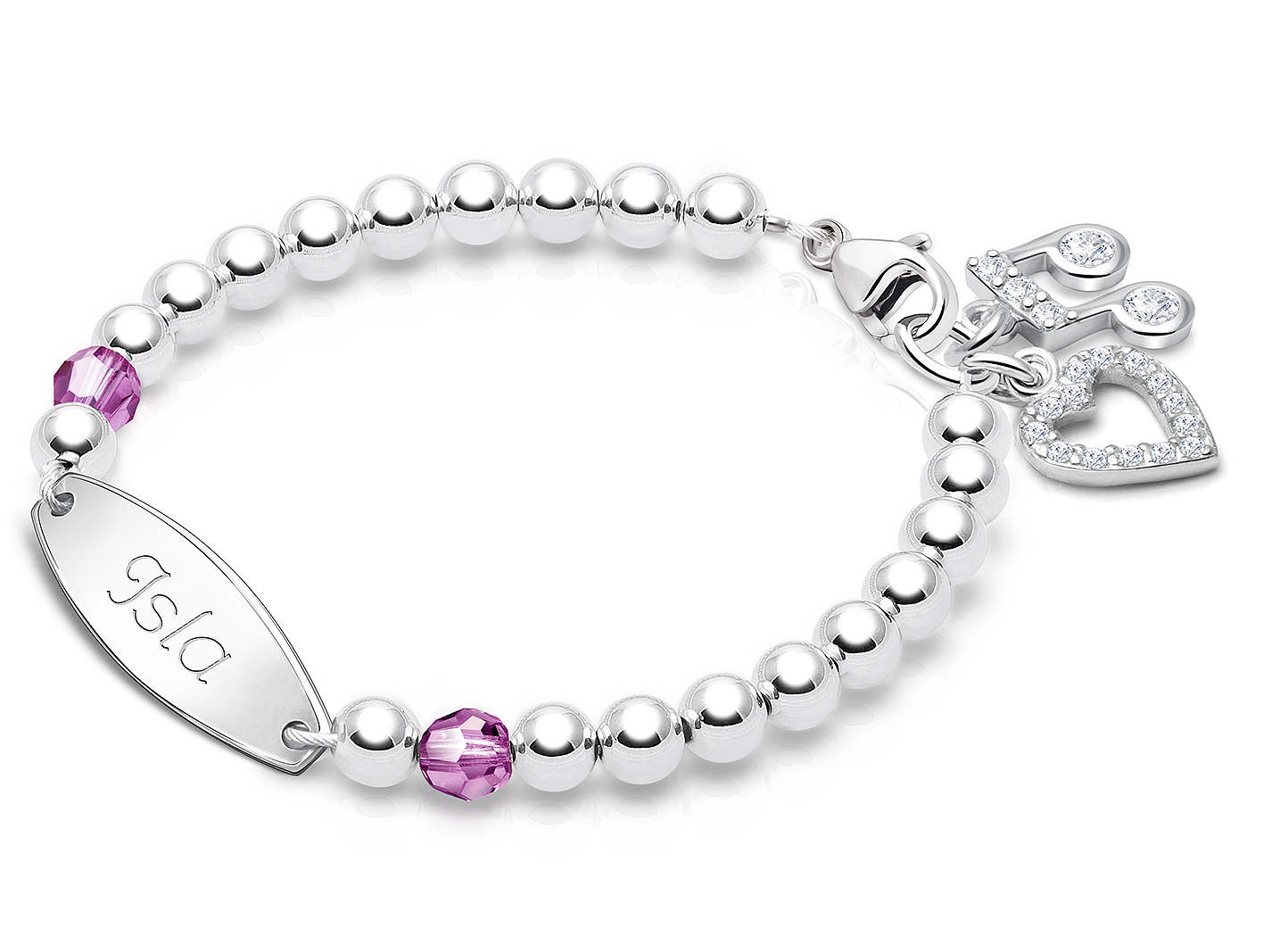 February Birthstone Shown<br> Music Note & Heart Charms <u>NOT</u> Included<br />( add the charms your child would love )