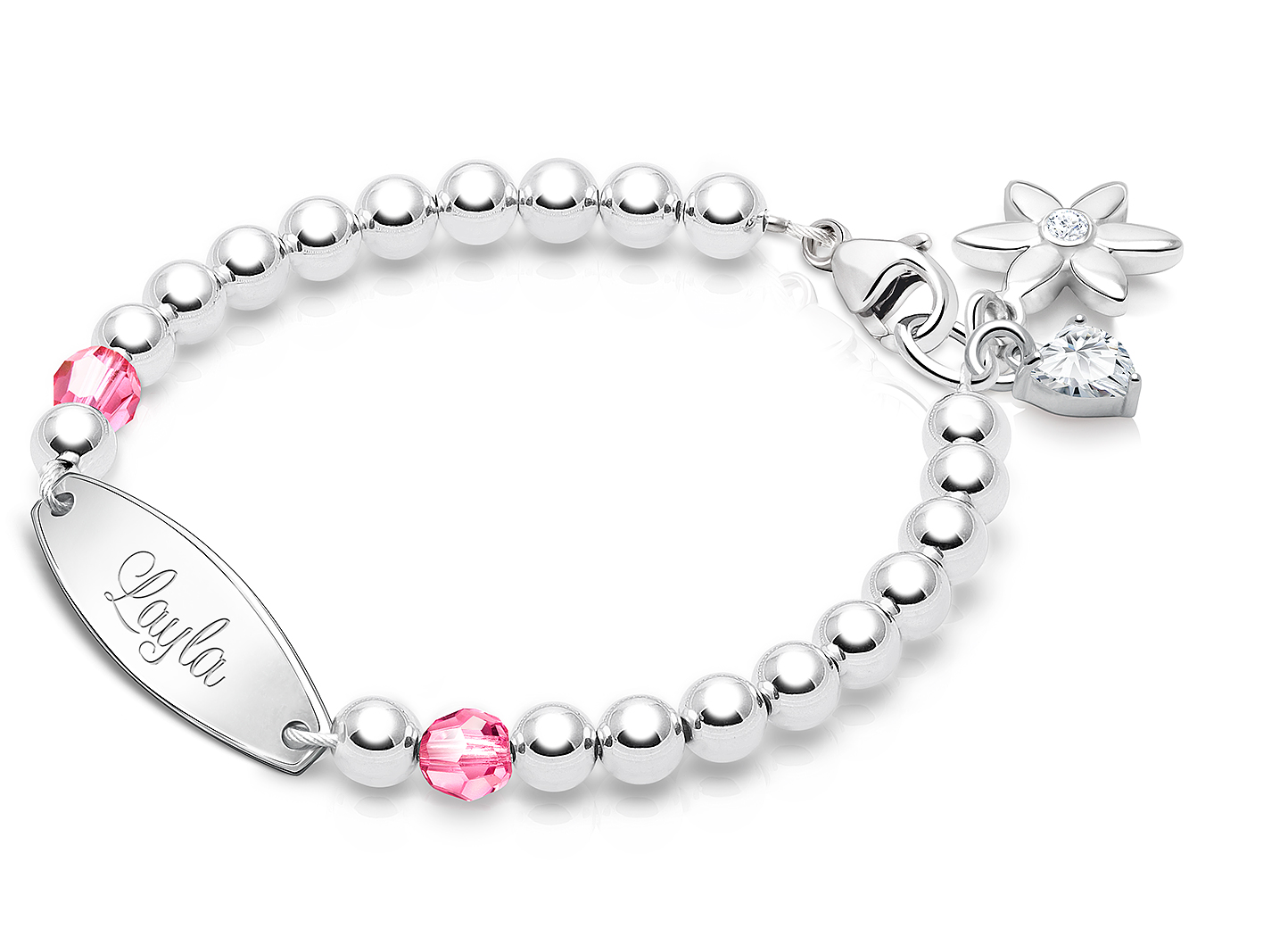 October Birthstone Shown<br> Flower & Heart Charms <u>NOT</u> Included<br />( add the charms your child would love )