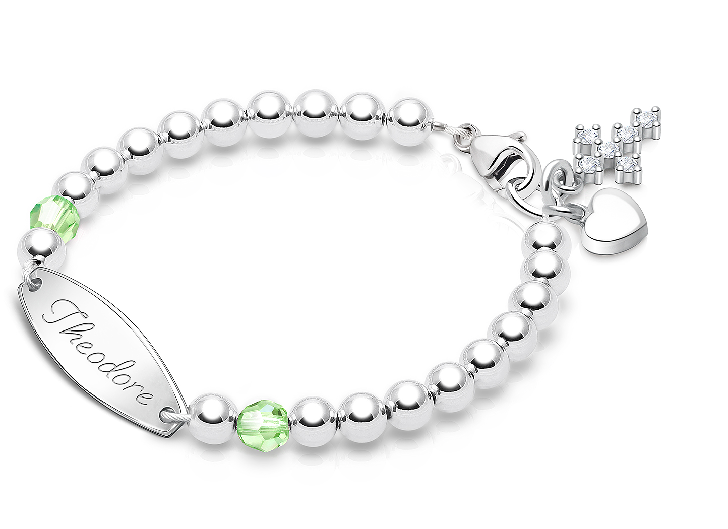 August Birthstone Shown<br> Cross & Heart Charms <u>NOT</u> Included<br />( add the charms your child would love )