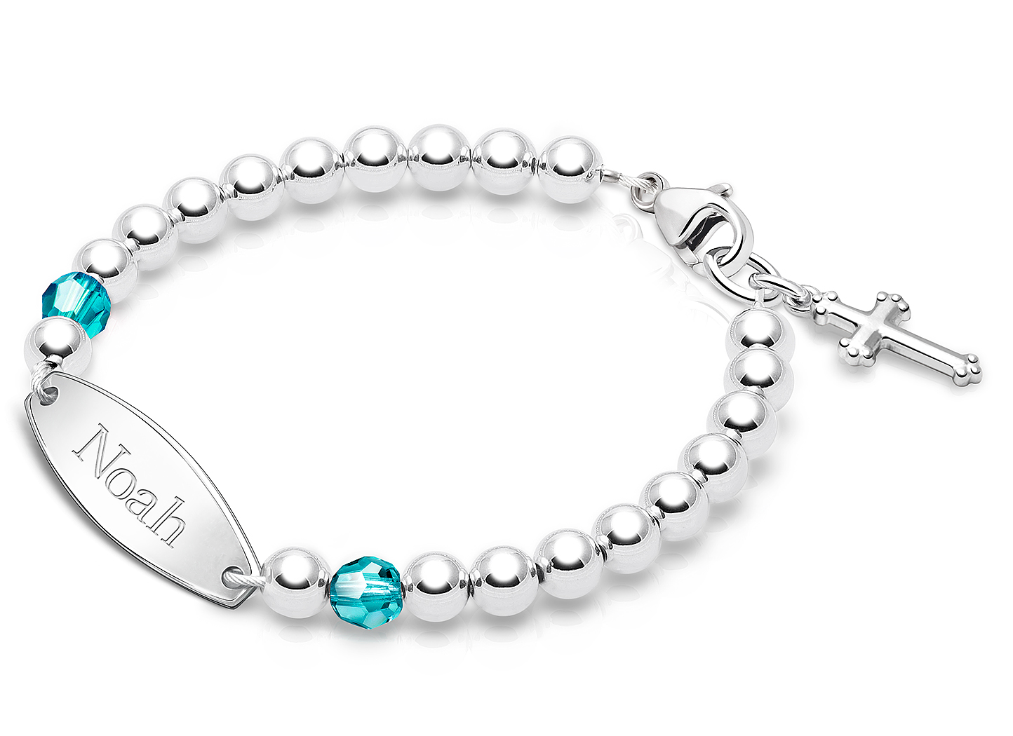 December Birthstone Shown<br> Cross Charm <u>NOT</u> Included<br />( add the charms your child would love )