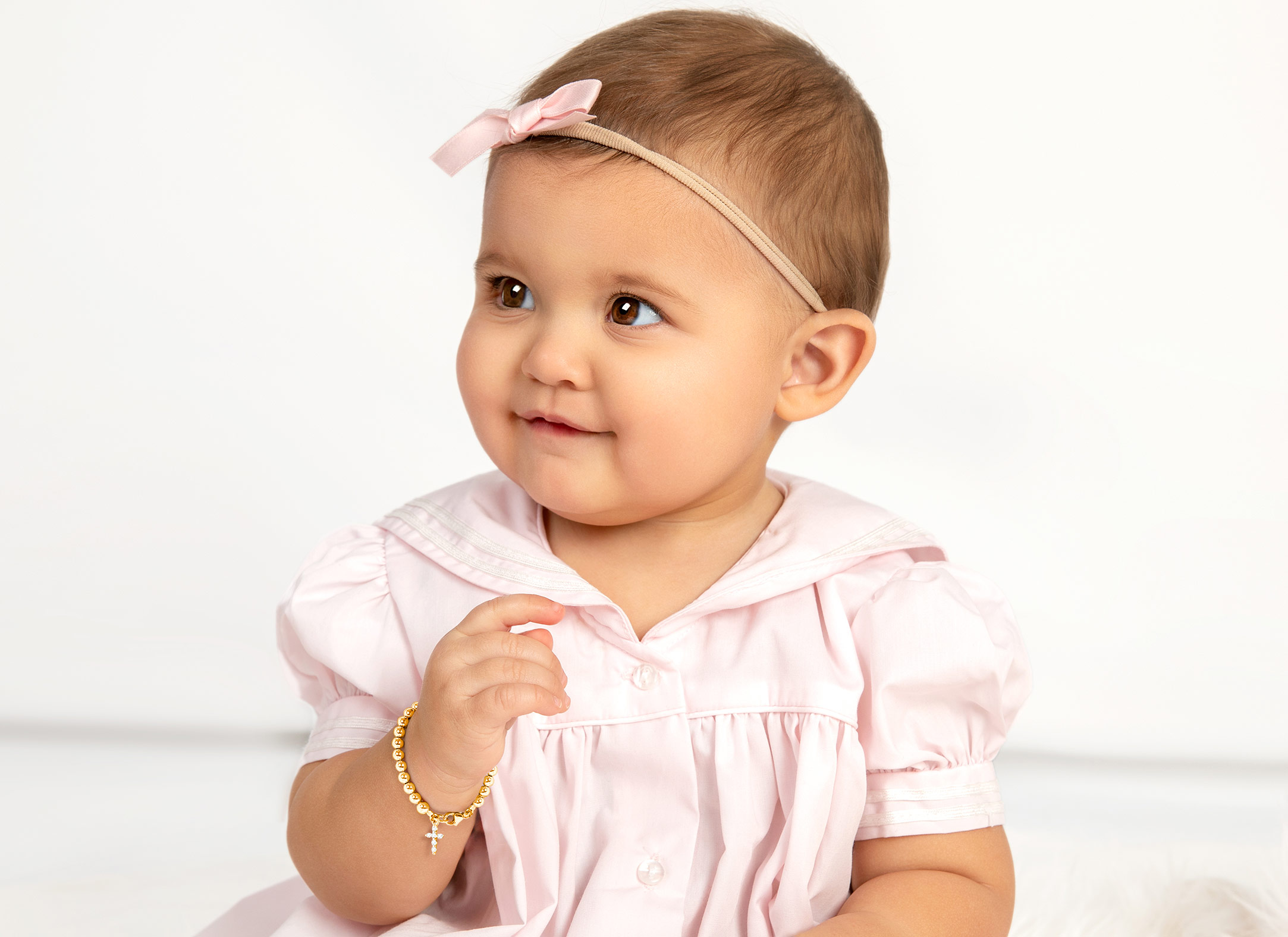 Example Bracelet Shown on 9 Month Old Girl