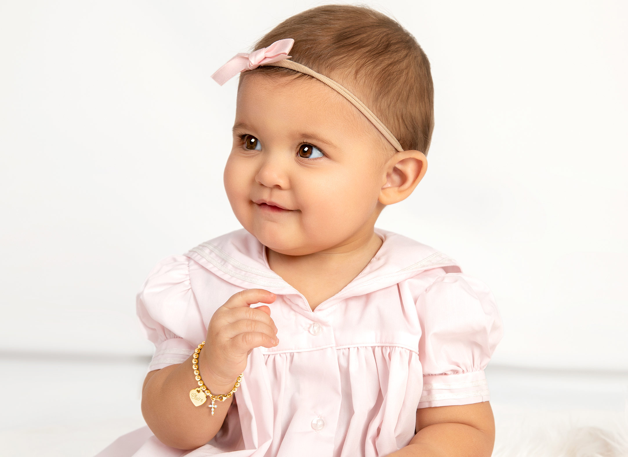 Example Bracelet Shown on 9 Month Old Girl