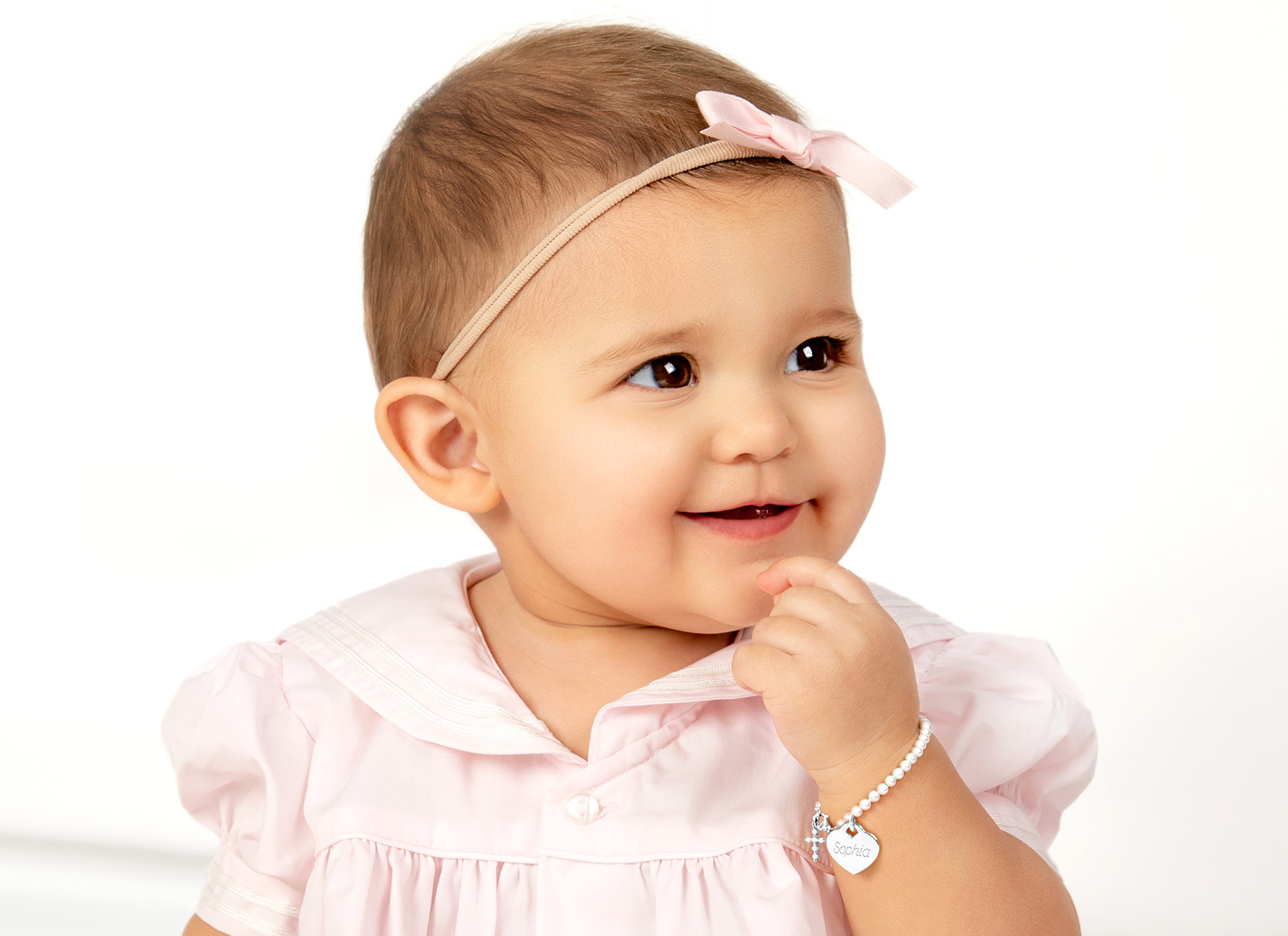 Example Bracelet Shown on 9 Month Old Girl<br /> 