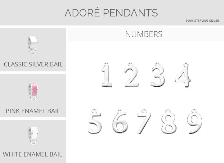 Genuine Sterling Silver Number Charms for Children, 1 through 9 Available.