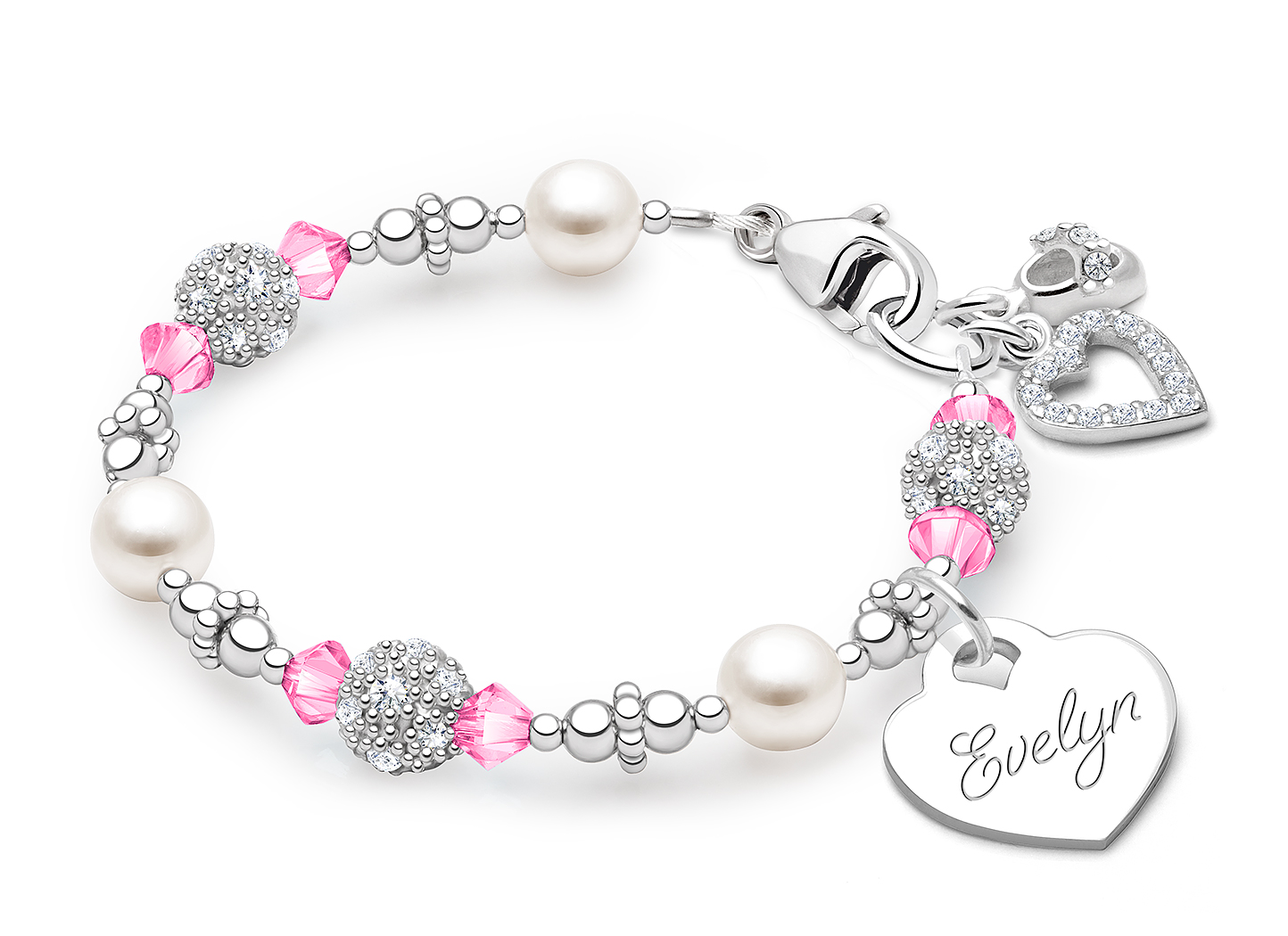 October Birthstone Shown<br> Baby Shoe & Heart Charms <u>NOT</u> Included<br />( add the charms your child would love )