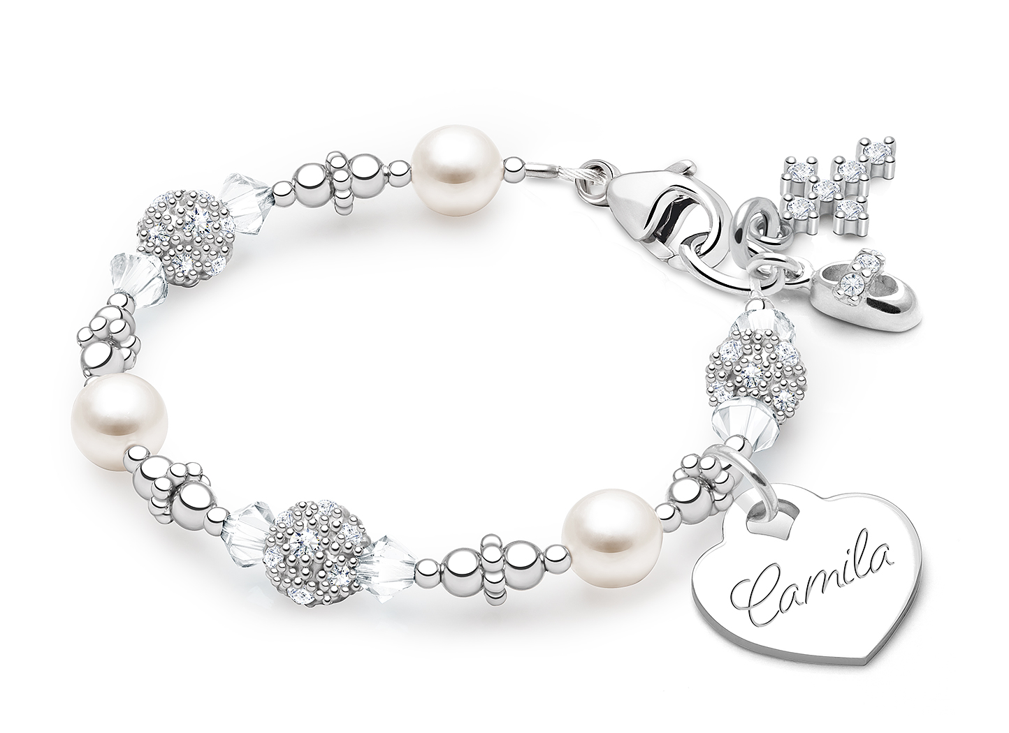 April Birthstone Shown<br> Shown with <u>Upgraded<u> Cross - Baby Shoe Charm <u>NOT</u> Included<br />( add the charms your child would love )