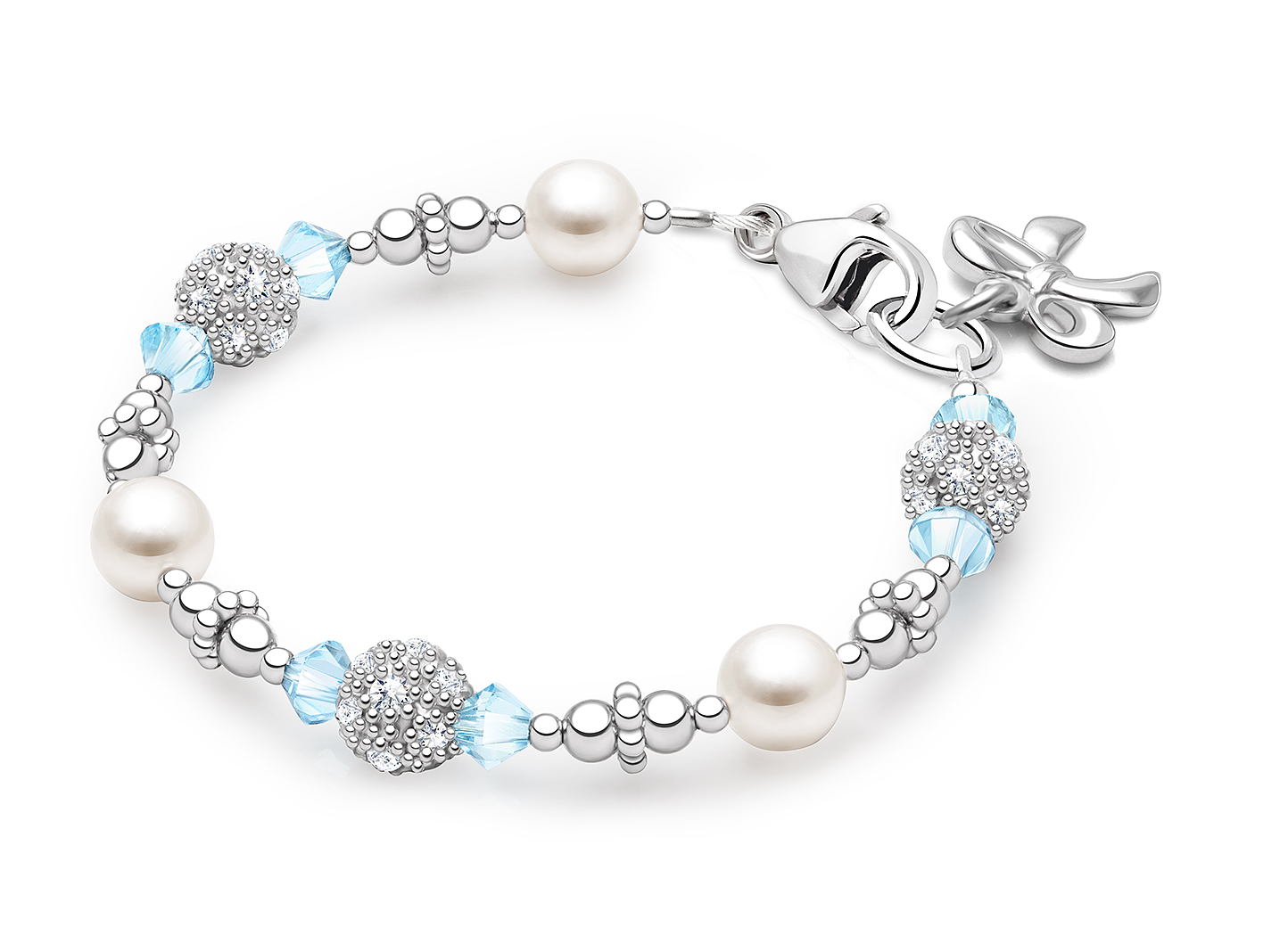 March Birthstone Shown<br>Bow Charm <u>NOT</u> Included<br />( add the charms your child would love )