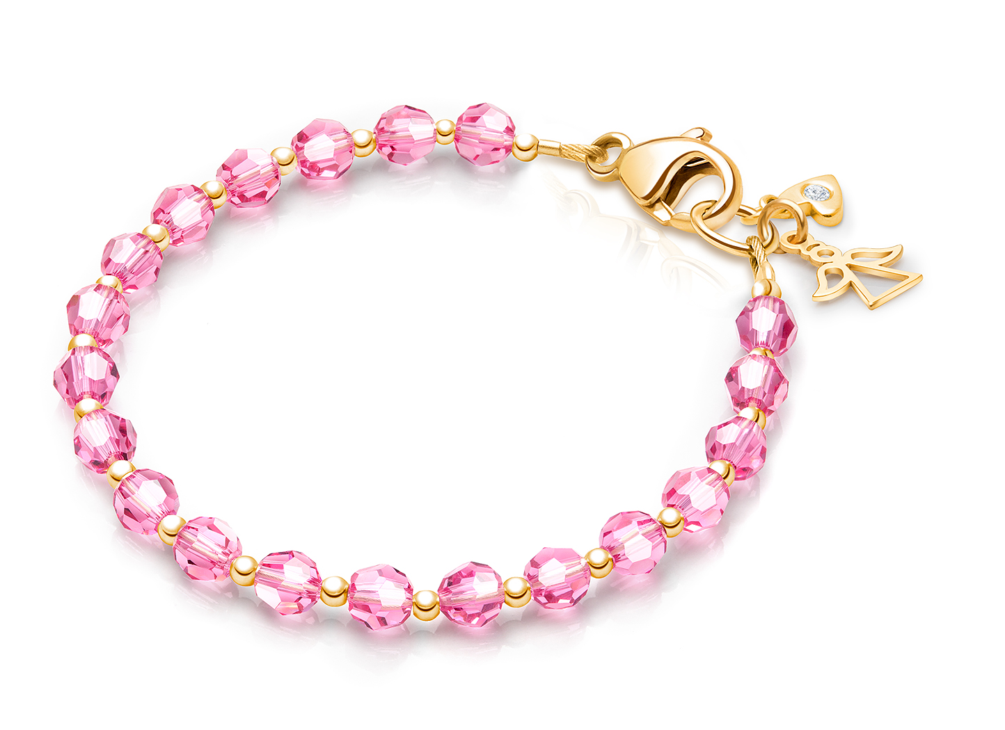 October Birthstone Shown<br> Heart & Angel Charms <u>NOT</u> Included<br />( add the charms your child would love )