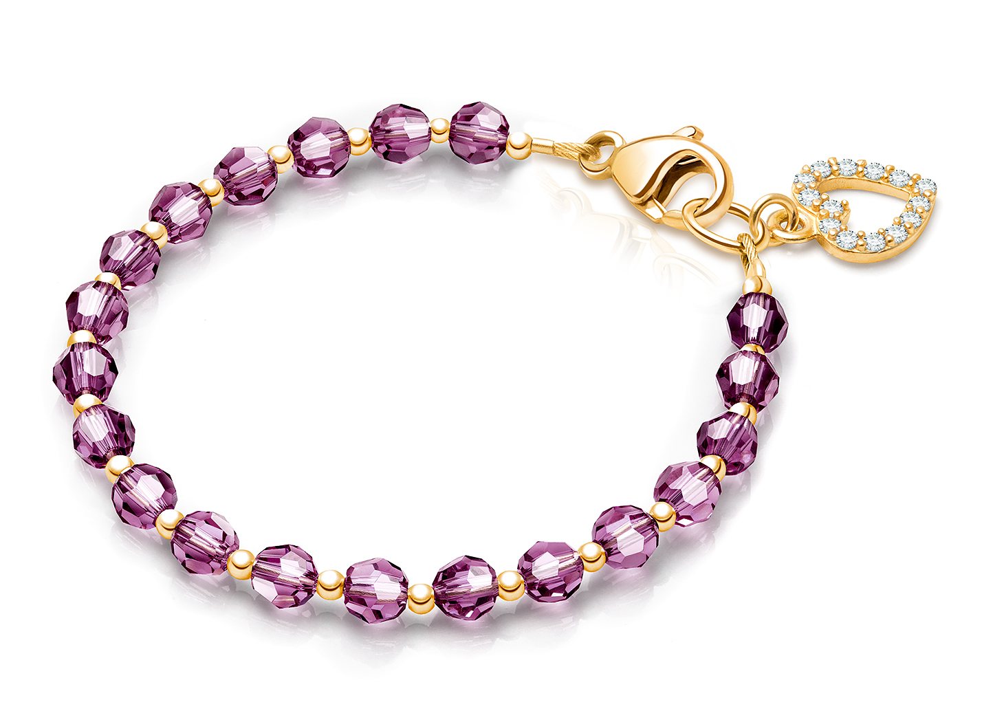 February Birthstone Shown<br> Heart Charm <u>NOT</u> Included<br />( add the charms your child would love )