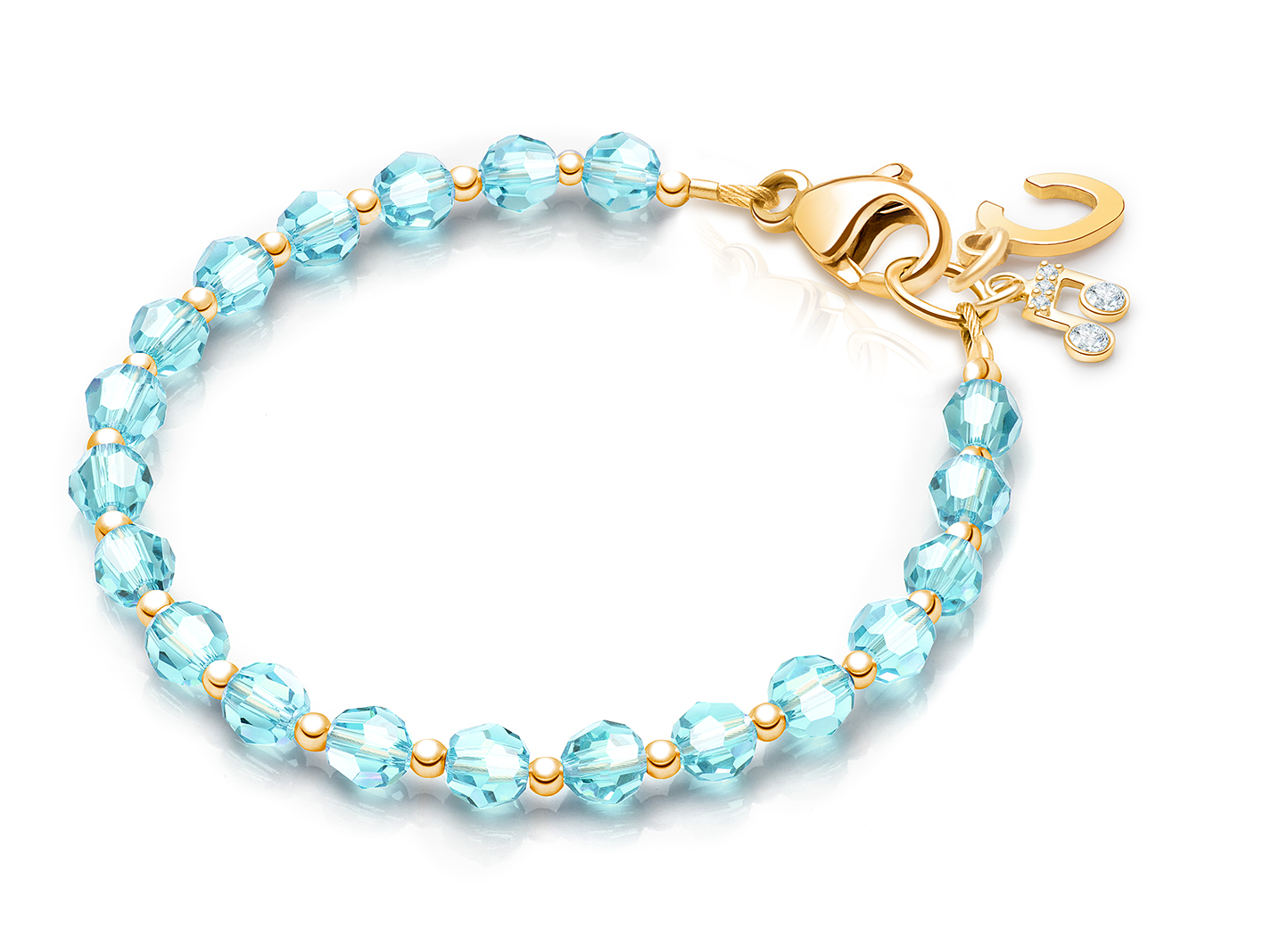 March Birthstone Shown<br> Initial & Music Note Charms <u>NOT</u> Included<br />( add the charms your child would love )