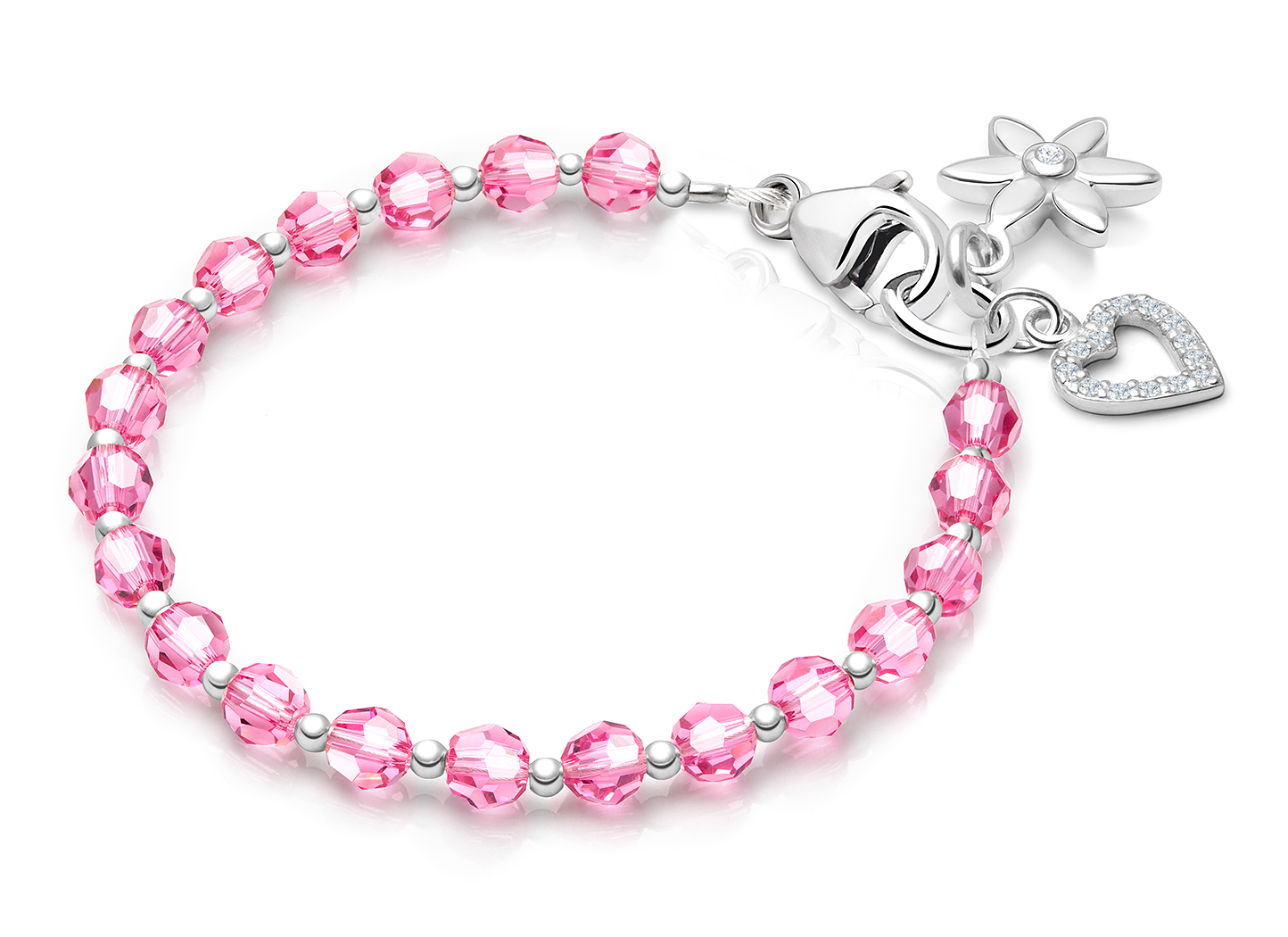 October Birthstone Shown<br> Flower & Heart Charms <u>NOT</u> Included<br />( add the charms your child would love )