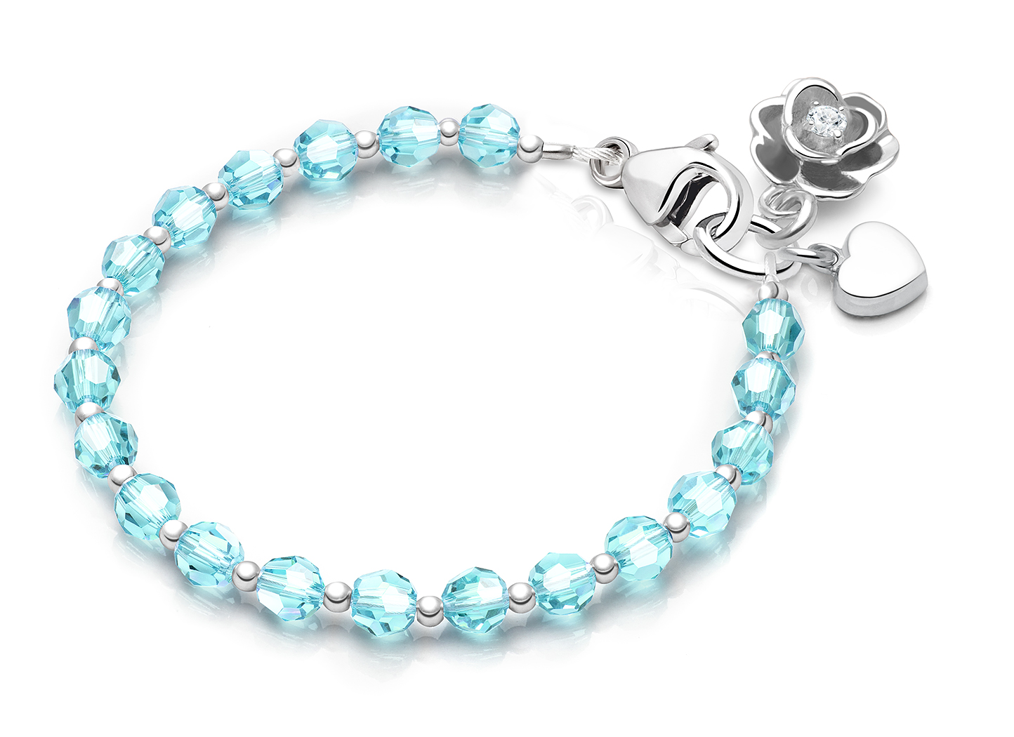 March Birthstone Shown<br />Heart & Rose Charms <u>NOT</u> Included<br />( add the charms your teen would love )