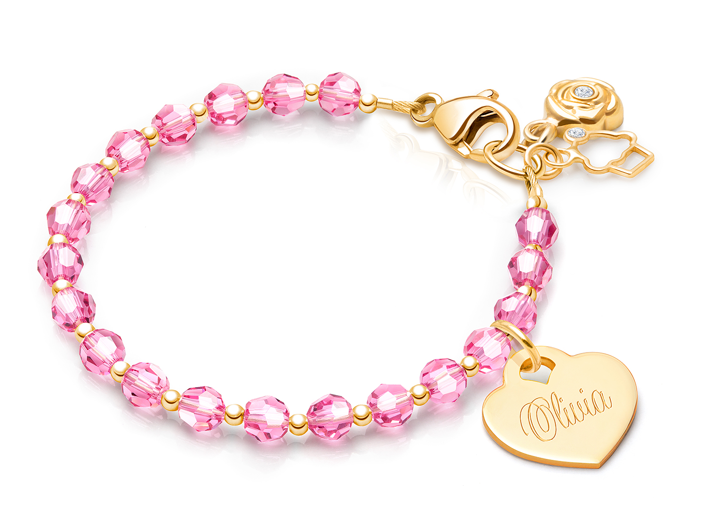 October Birthstone Shown<br> Rose & Cupcake Charms <u>NOT</u> Included<br />( add the charms your child would love )