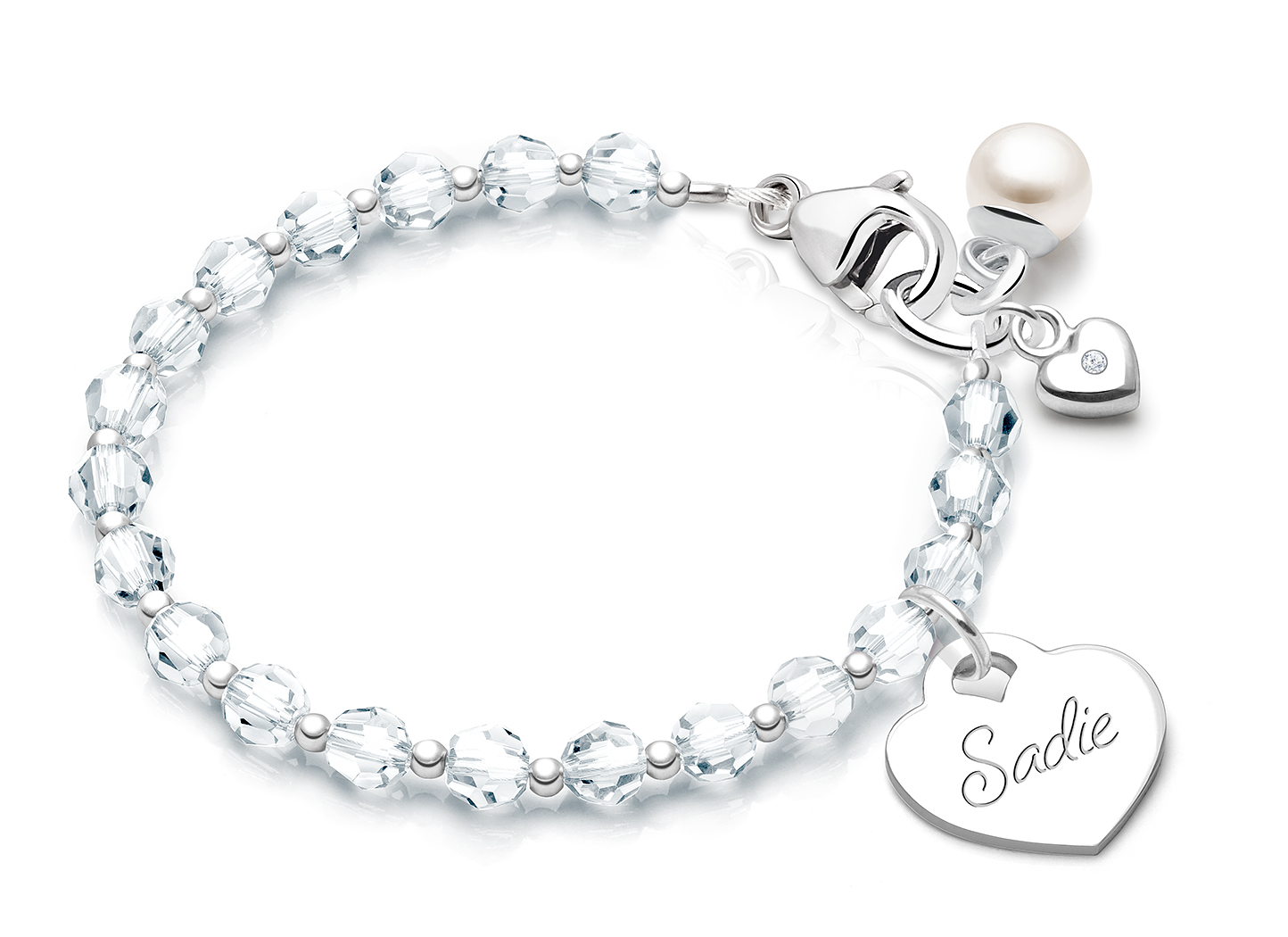 April Birthstone Shown<br> Pearl & Heart Charms <u>NOT</u> Included<br />( add the charms your child would love )