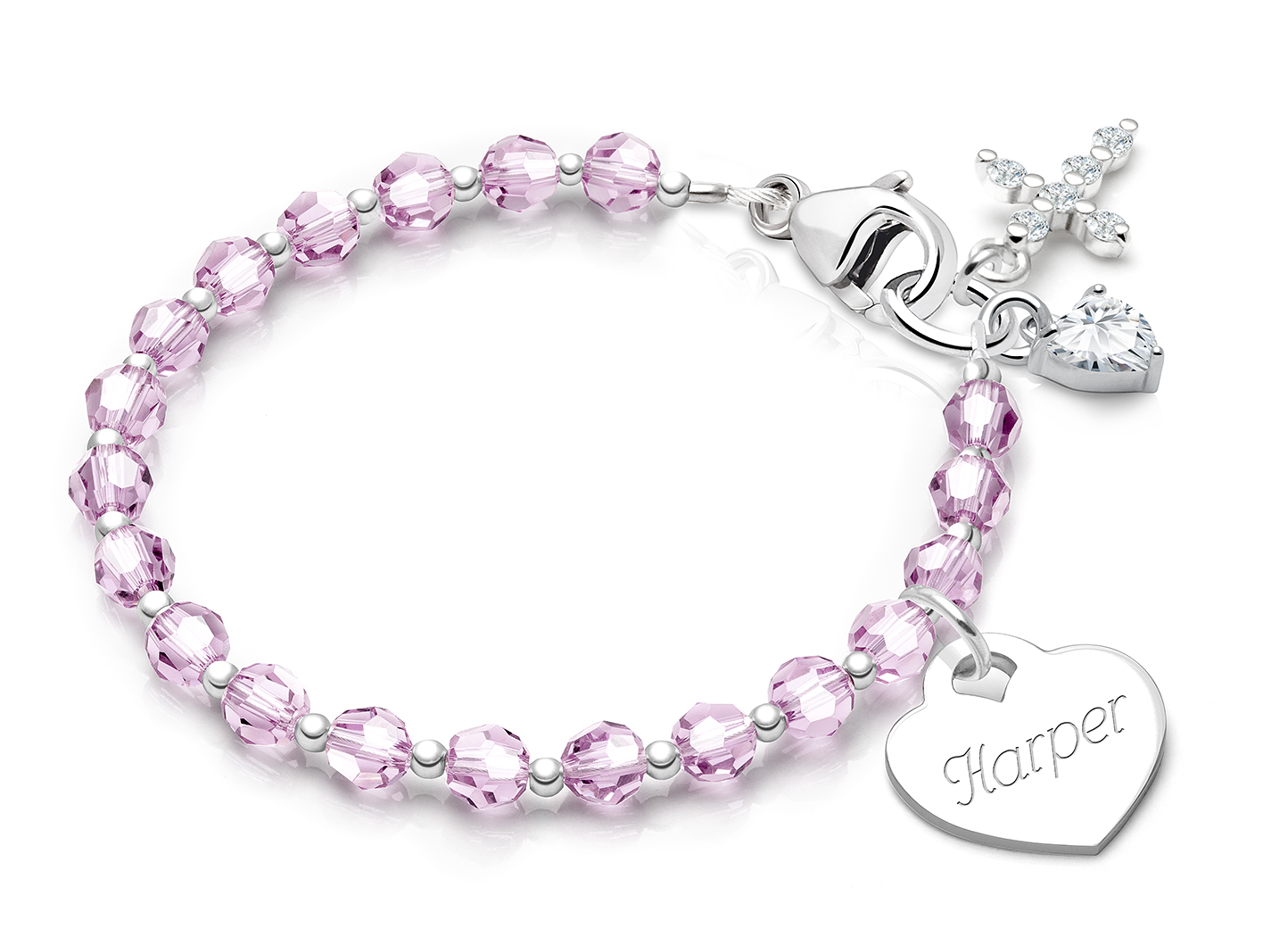 June Birthstone Shown<br />Heart & Cross Charms <u>NOT</u> Included<br />( add the charms your teen would love )
