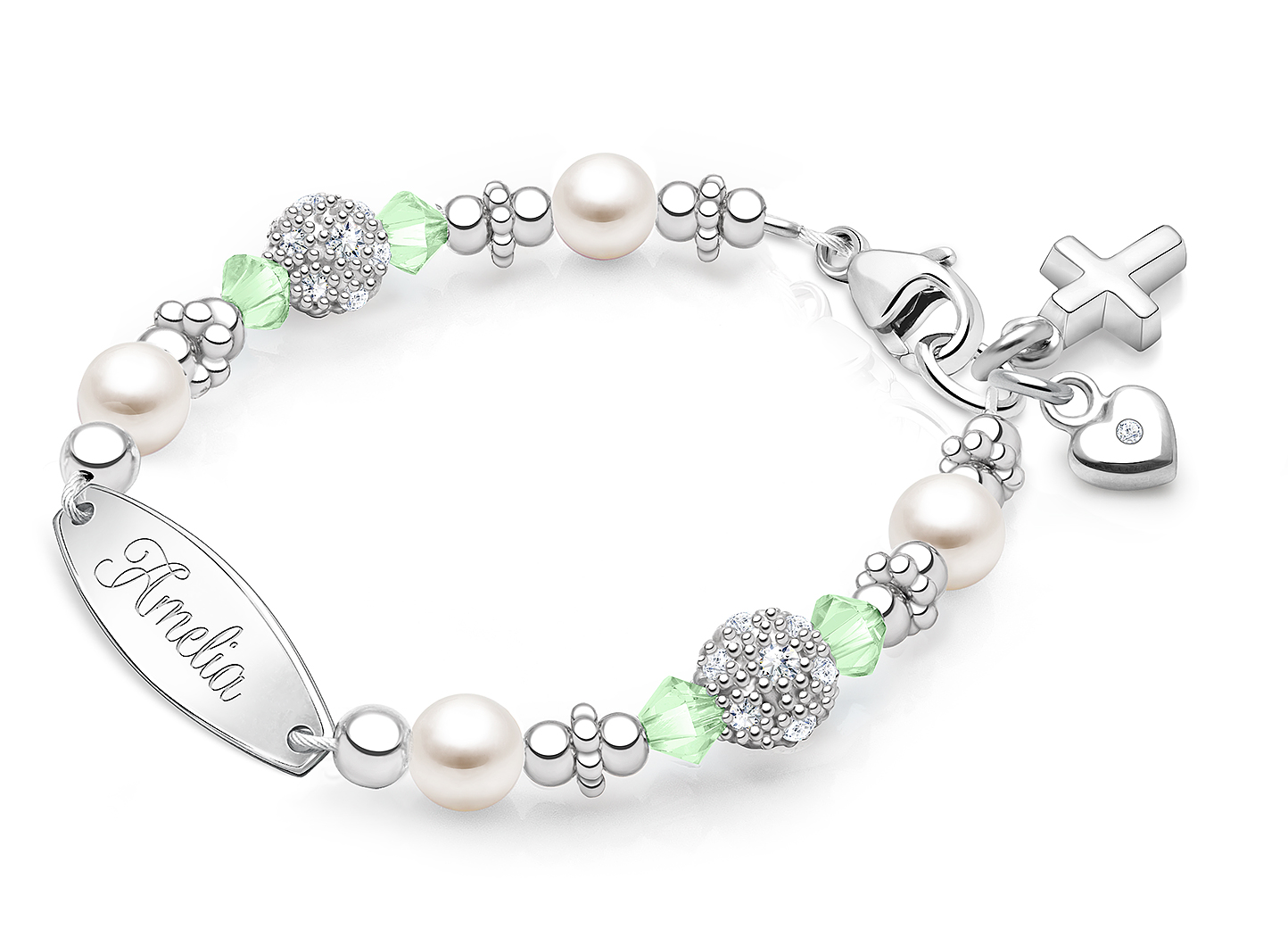 Shown with <u>Included</u> Cross - Heart Charm <u>NOT</u> Included<br />( add the charms your child would love )