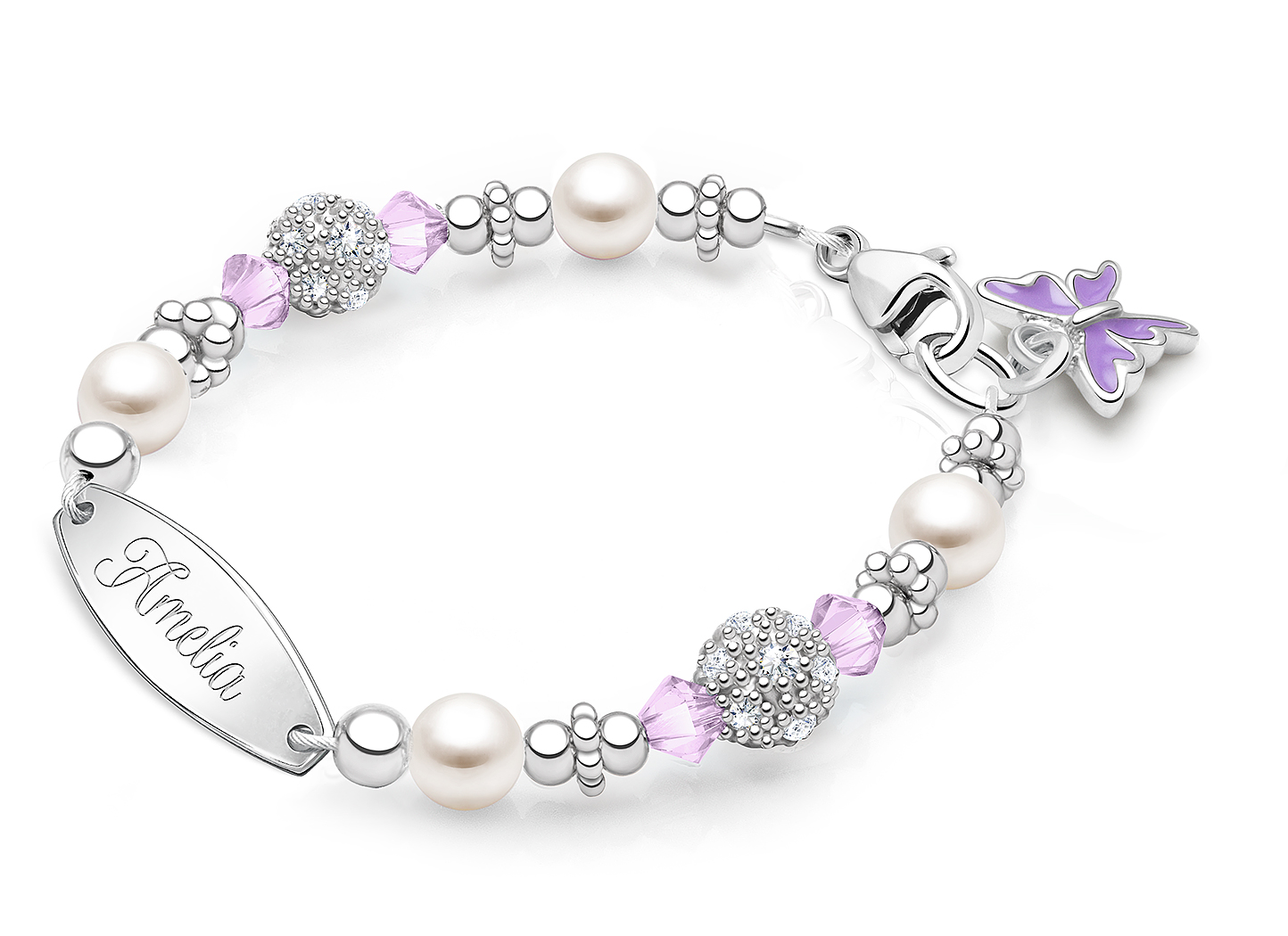 June Birthstone Shown<br> Butterfly Charm <u>NOT</u> Included<br />( add the charms your child would love )