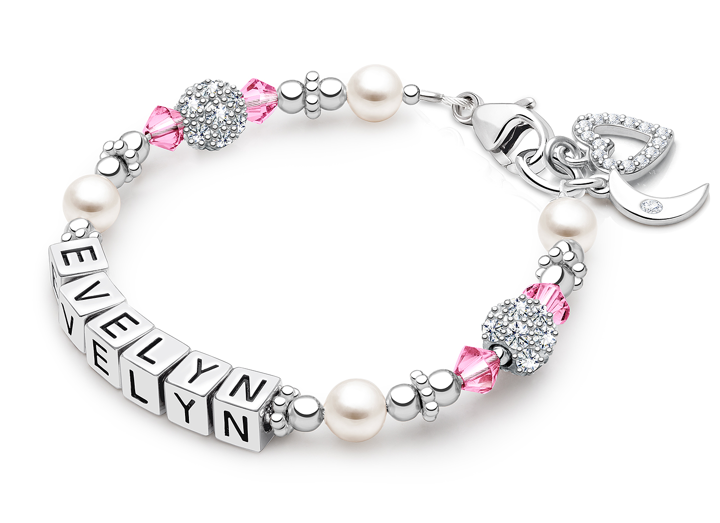 October Birthstone Shown<br> Heart & Moon Charms <u>NOT</u> Included<br />( add the charms your child would love )