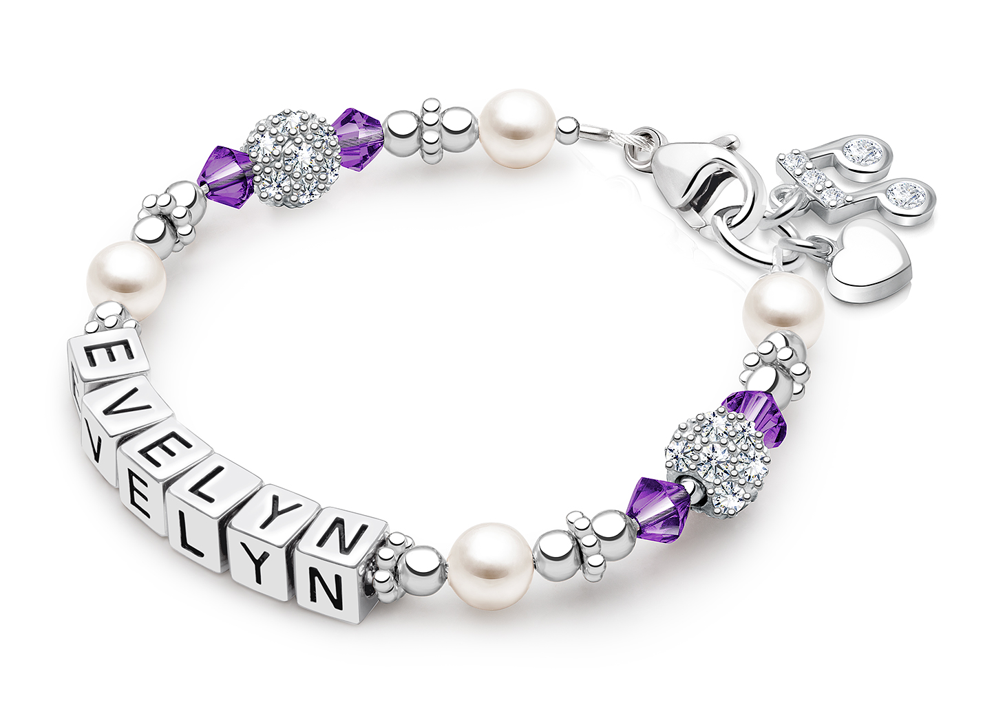 February Birthstone Shown<br>Heart and Music Note Charm <u>NOT</u> Included<br />( add the charms your child would love )