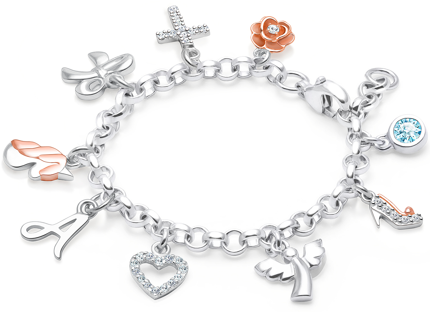 Enlarged to Show Detail<br />Example Shown with <u>Included</u> Initial Charm, All Other Charms are <u>Optional</u>