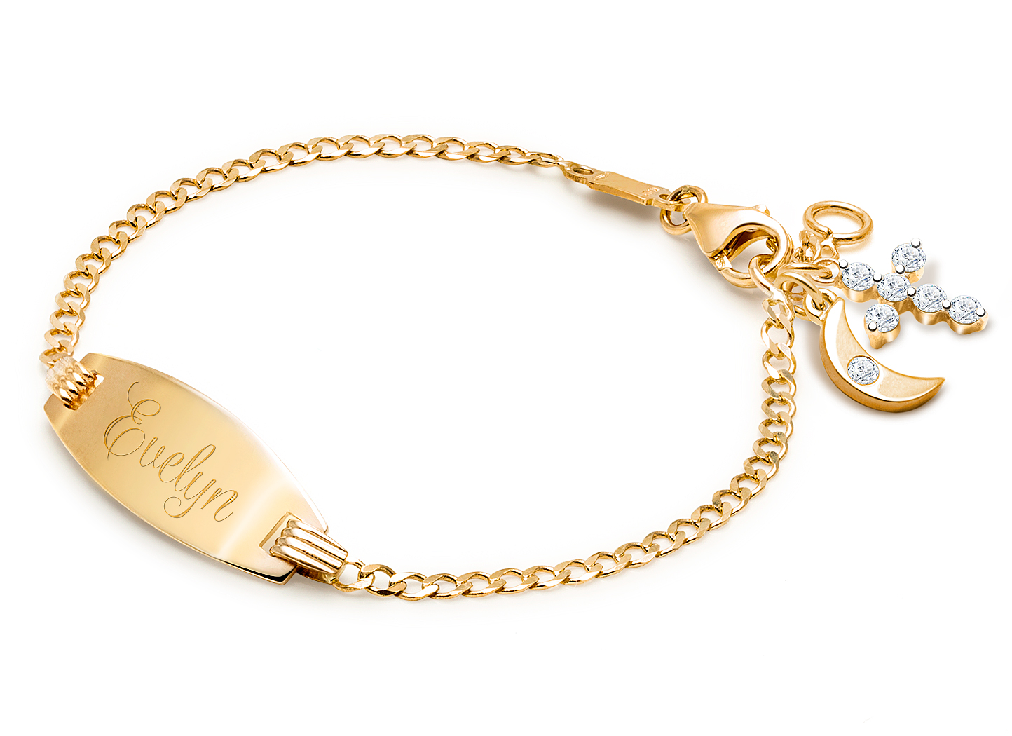 Shown with <u>Upgraded</u> Cross - Moon Charm<u>NOT</u> Included<br />( add the charms your child would love )