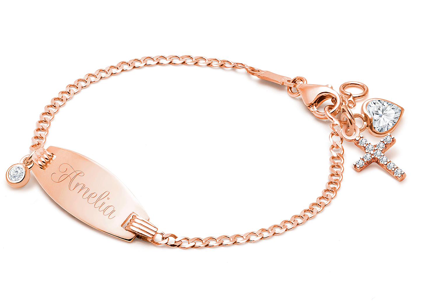 Shown with <u>Upgraded</u> Cross - Heart & Diamond Strand Charm <u>NOT</u> Included<br />( add the charms your child would love )
