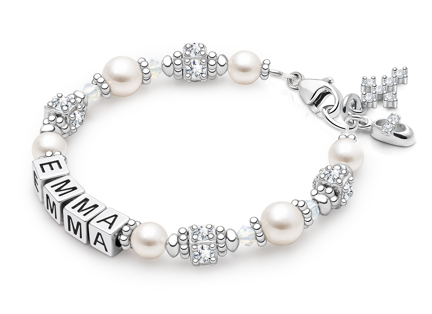 Shown with <u>Upgraded</u> Cross - Baby Shoe Charm <u>NOT</u> Included<br />( add the charms your child would love )