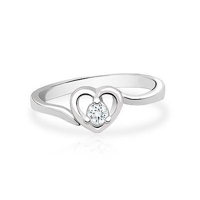 April Birthstone - Sparkle in my Heart Children&#039;s Ring - Sterling Silver