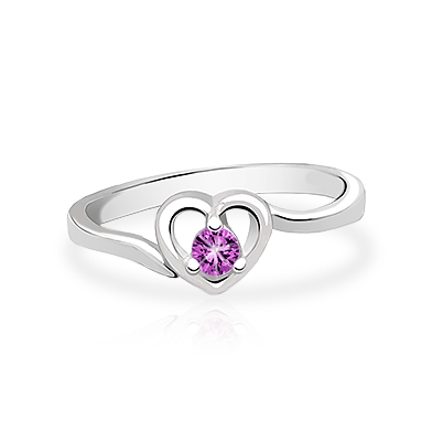 February Birthstone - Sparkle in my Heart Children&#039;s Ring - Sterling Silver