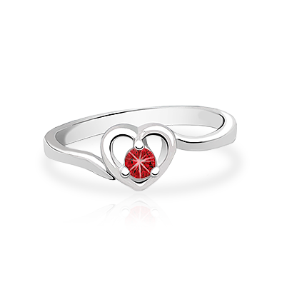 January Birthstone - Sparkle in my Heart Children&#039;s Ring - Sterling Silver