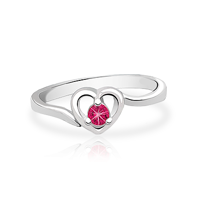 July Birthstone - Sparkle in my Heart Children&#039;s Ring - Sterling Silver