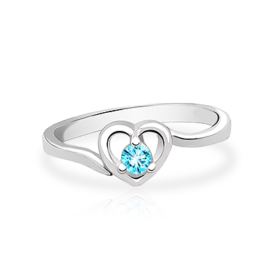March Birthstone - Sparkle in my Heart Children&#039;s Ring - Sterling Silver