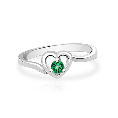 May Birthstone - Sparkle in my Heart Children&#039;s Ring - Sterling Silver