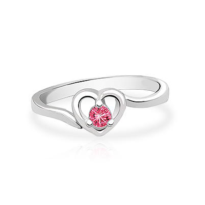 October Birthstone - Sparkle in my Heart Children&#039;s Ring - Sterling Silver
