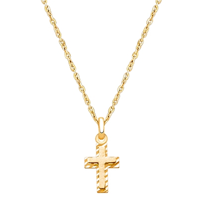 Beautifully Beveled Cross, Children&#039;s Necklace for Girls - 14K Gold