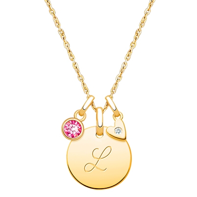 14K Gold Baby Round, &quot;Design Your Own&quot; Teen&#039;s Necklace for Girls (FREE Personalization) - 14K Gold